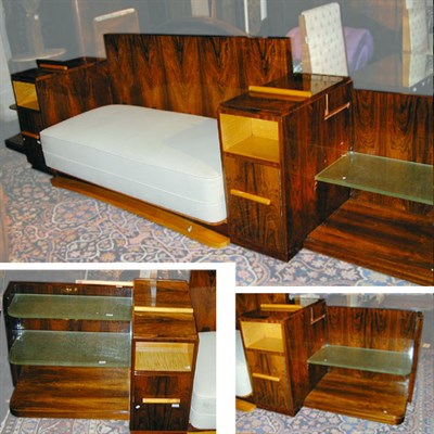 Lot 197 - Art Deco Rosewood Sofa With flanking pedestals...