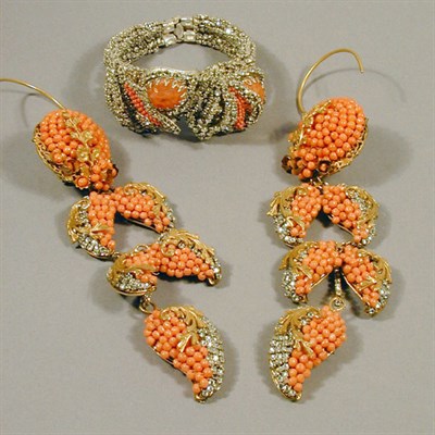 Lot 341 - Miriam Haskell Bracelet and Earrings American,...