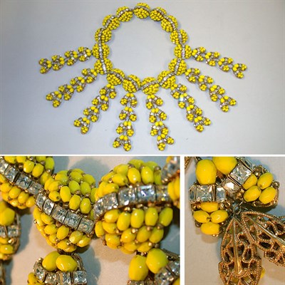 Lot 339 - Miriam Haskell Yellow Bead Pendant Choker...