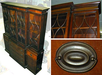 Lot 332 - George III Style Mahogany Breakfront Bookcase