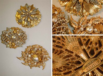 Lot 336 - Three Large Miriam Haskell Cluster Pins...