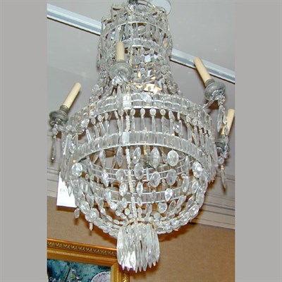 Lot 442 - Regency Style Cut Glass Six-Light Chandelier