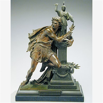 Lot 590 - Bronze Figural Group Depicting a classical...