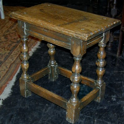 Lot 187 - William and Mary Jointed Oak Stool