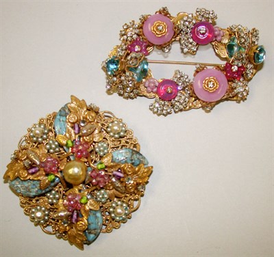 Lot 334 - Two Miriam Haskell Multicolored Brooches...