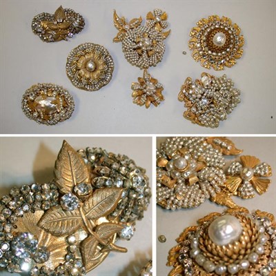 Lot 391 - Group of Six Pearl and Gilt Miriam Haskell...