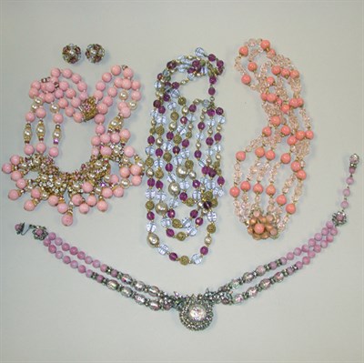 Lot 393 - Group of Four Miriam Haskell Bead Necklaces...
