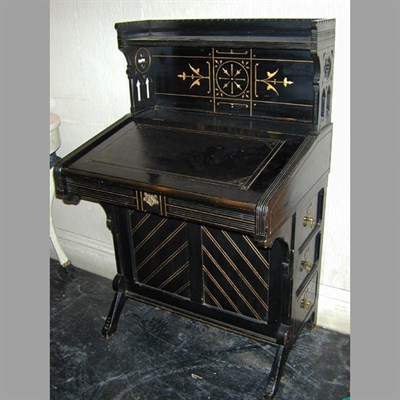 Lot 441 - Aesthetic Movement Ebonized Desk The hinged...