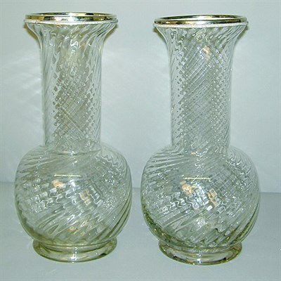 Lot 314 - Pair of Silver Plate Mounted Glass Vases Each...