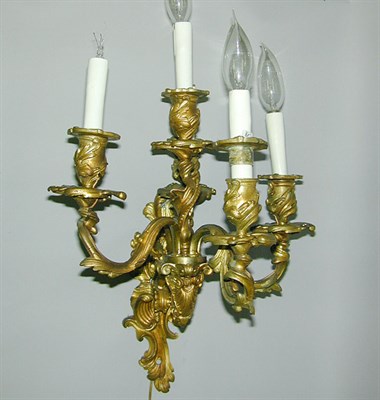 Lot 414 - Pair of Louis XV Style Gilt-Bronze Five-Light...
