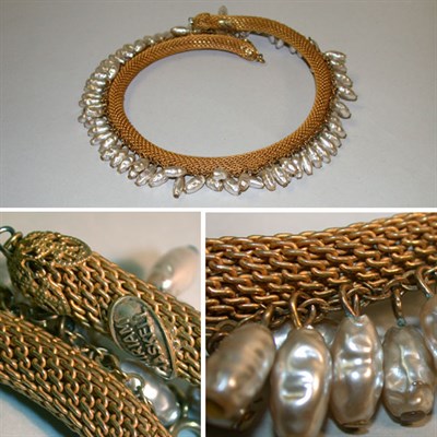 Lot 344 - Miriam Haskell Mesh and Pearl Choker American,...