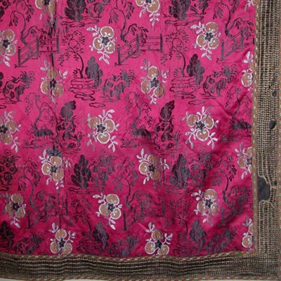 Lot 587 - Chinoiserie Silk Cover 1920s Deep rose silk...