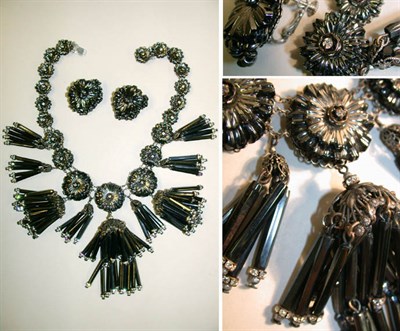 Lot 331 - Miriam Haskell Hematite Tassel Set American,...