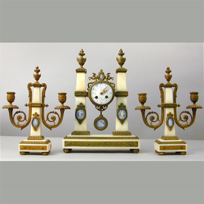 Lot 280 - Louis XVI Style Gilt-Bronze and Marble Clock...