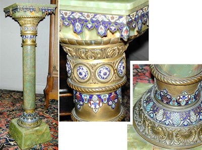 Lot 481 - Champleve-Mounted Onyx Pedestal The columnar...