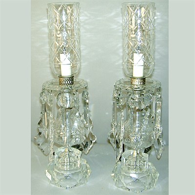 Lot 245 - Pair of Cut Glass Lamps Each of knopped form,...
