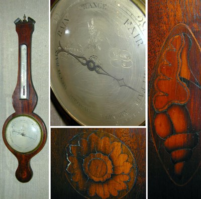 Lot 472 - George III Inlaid Mahogany Barometer