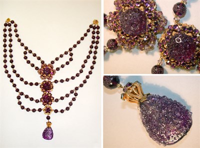 Lot 322 - Miriam Haskell Purple Bead Festoon Necklace...
