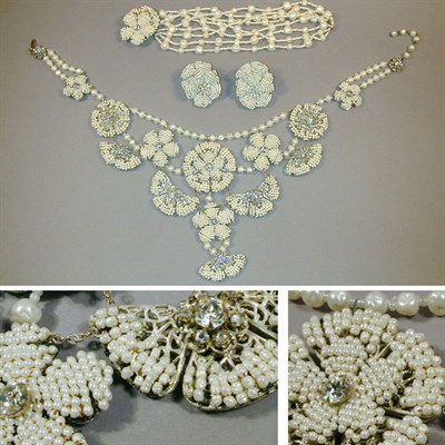 Lot 387 - Miriam Haskell Seed Pearl Flower Suite...