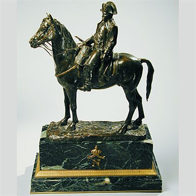 Lot 608 - Bronze Equestrian Portrait of Napoleon Raised...