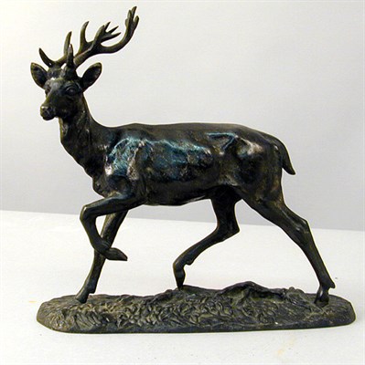 Lot 306 - Bronze Figure of a Stag Set on a naturalistic...