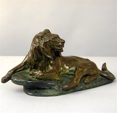 Lot 304 - Bronze Sculpture of a Recumbent Lion Signed C....