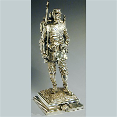 Lot 610 - Silvered Bronze Sculpture of a French Soldier...