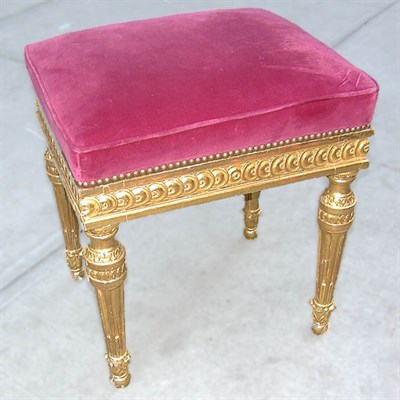 Lot 451 - Louis XVI Style Gilt Carved Wood Stool With...