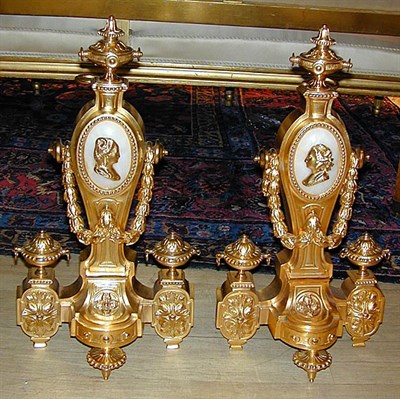 Lot 266 - Pair of Louis XVI Style Gilt-Bronze Chenets...