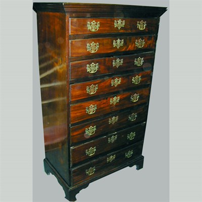 Lot 539 - George III Mahogany Tall Chest of Drawers