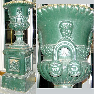 Lot 548 - Pair of Neoclassical Style Cast Metal Urns