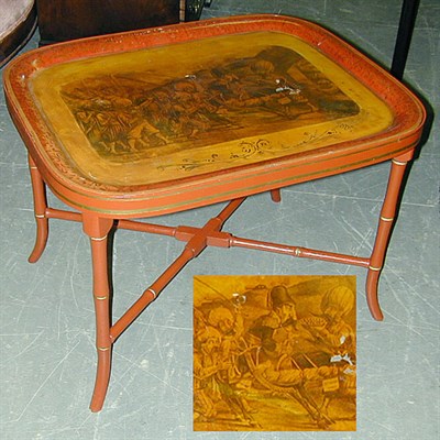 Lot 499 - Regency Style Tole Painted Tray on Stand