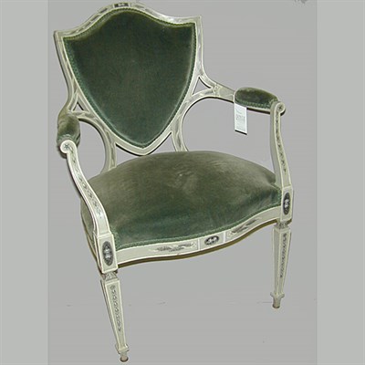 Lot 521 - Neoclassical Style Painted and Upholstered...