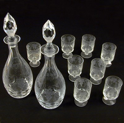 Lot 312 - Group of Colorless Etched Glassware...