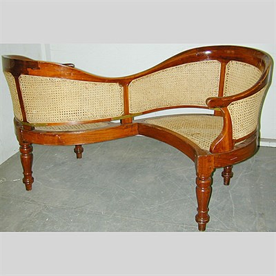 Lot 282 - Colonial Revival Mahogany Cane Inset Tete a Tete