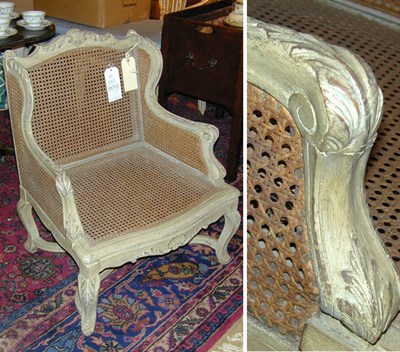 Lot 279 - Louis XV Style Painted and Cane Bergere