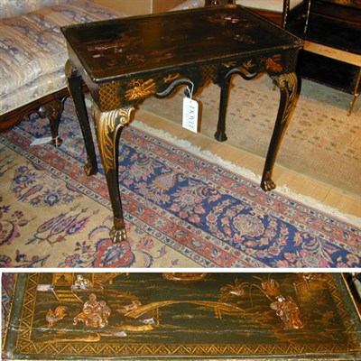 Lot 459 - Queen Anne Style Gilt Decorated Black...