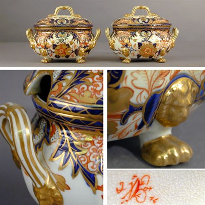 Lot 320 - Pair of Derby Porcelain Covered Sauce Tureens...