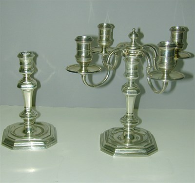 Lot 292 - English Silver Candlestick Together with an...