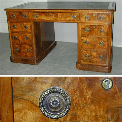 Lot 502 - Victorian Walnut Pedestal Desk 19th Century...