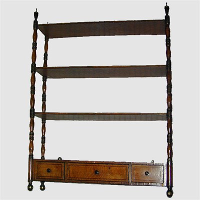 Lot 468 - Regency Style Oak and Ebonized Hanging Shelf...