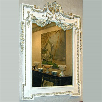 Lot 298 - Louis XVI Style Painted and Parcel Gilt Mirror