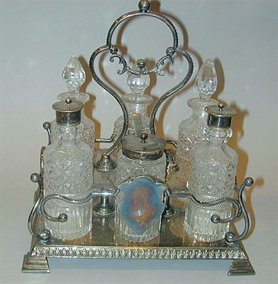 Lot 359 - Silver Plated and Cut Glass Cruet Set