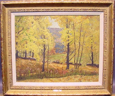 Lot 11 - Ben Foster 1852-1926 GILDING OCTOBER Signed...