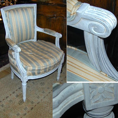 Lot 418 - Pair of Louis XVI Style Painted Fauteuils