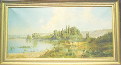Lot 56 - H. Moreux 19th/20th Century FIGURES BY A LAKE...