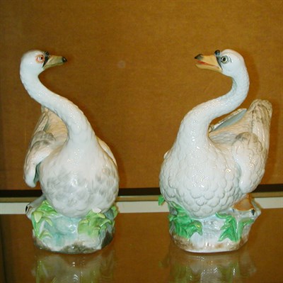 Lot 481 - Pair of Continental Porcelain Figures of Swans...