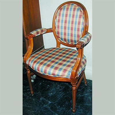 Lot 106 - Pair of Louis XVI Style Upholstered Mahogany...
