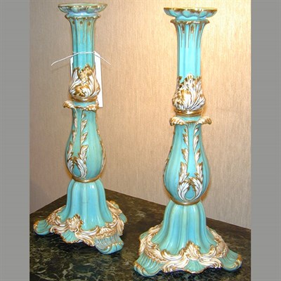 Lot 121 - Pair of English Porcelain Candlesticks