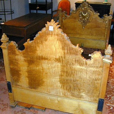 Lot 128 - Rococo Style Parcel Gilt Maple Bed